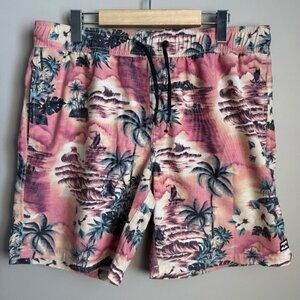 Billabong Recycler Sundays Layback Men's L Swim Trunks Tropical Hawaiian Beach